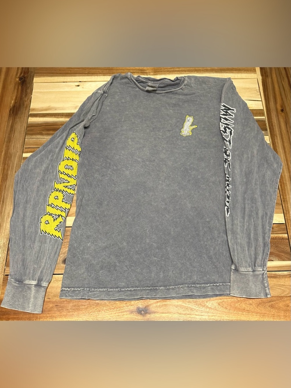 RIPNDIP Men’s Grey Long-sleeve MUST BE NICE Shirt Size Medium